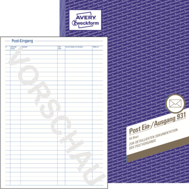 Postein-/Ausgangsbuch Avery Zweckform 931 A4 