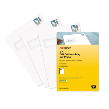 Plusbrief C4 mF hk 5er Set mit Porto zzgl. 1,99 Eur Bearbeitungspauschale