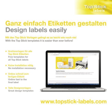 Etikett 8736 64,6x33,8mm weiß Topstick, Ecken spitz