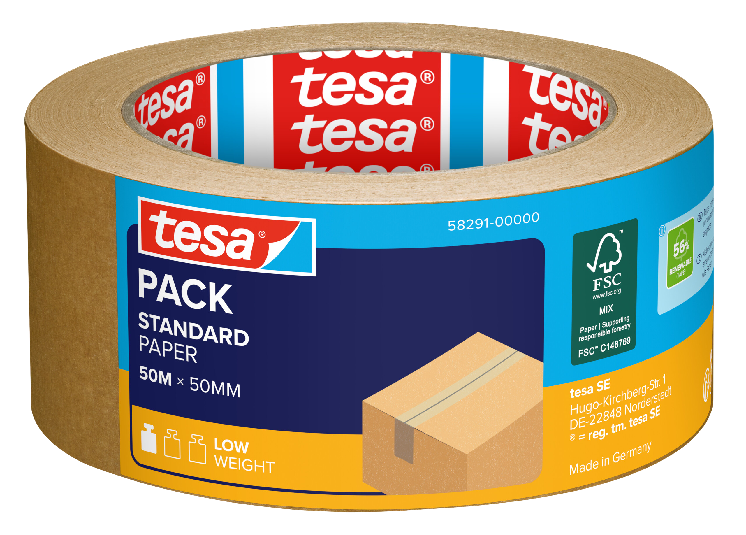 Packband Tesa 58291 50mx50mm braun Papier
