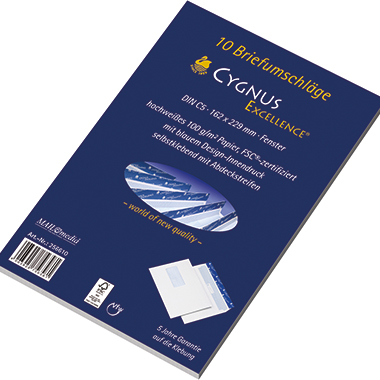 Briefumschlag CYGNUS EXCELLENCE® C5 mit Fenster haftklebend weiß 10 Stück
