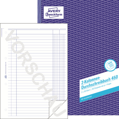Kolonnenbuch Avery Zweckform 450 A4 2-Kolonnen 2x50 Blatt