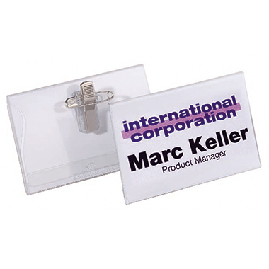 Namensschild Durable 8157 40x75mm Transparent, Mit Kombiklemme