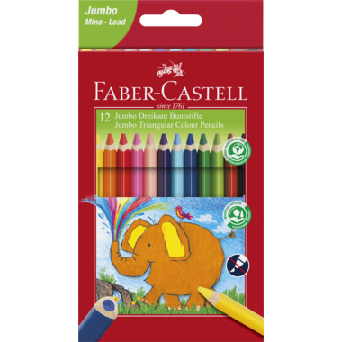 Farbstift Castell Jumbo dreikant 12er Kartonetui, sortiert, 116501