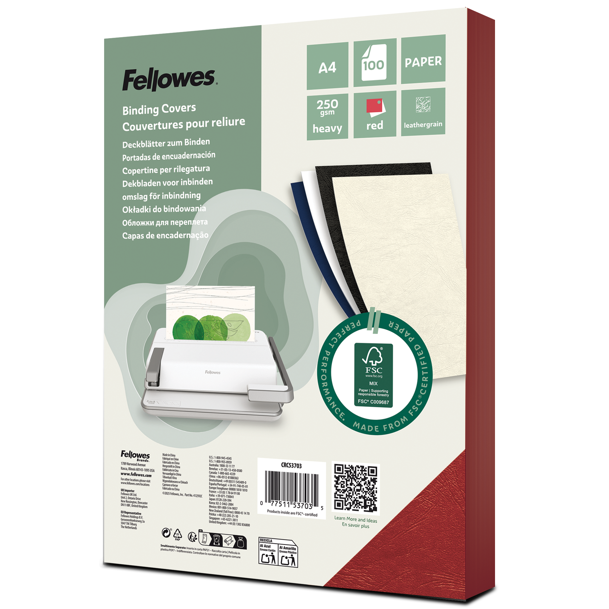 Deckblatt Karton Leder A4 250g rot 