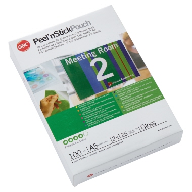 Folientasche GBC A5 154X216mm 125my glänzend 100 St/Pack selbstklebend