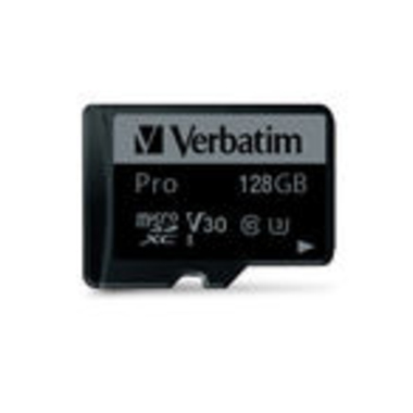 microSDXC-Card Verbatim 128GB 47044 Pro SD Adapter U3 (R) 90MB/s (W) 45MB/s