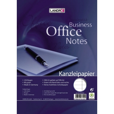 Kanzleipapier A4 80g liniert mit Rand Lin 27 A3 auf A4 liniert Rand links/rech