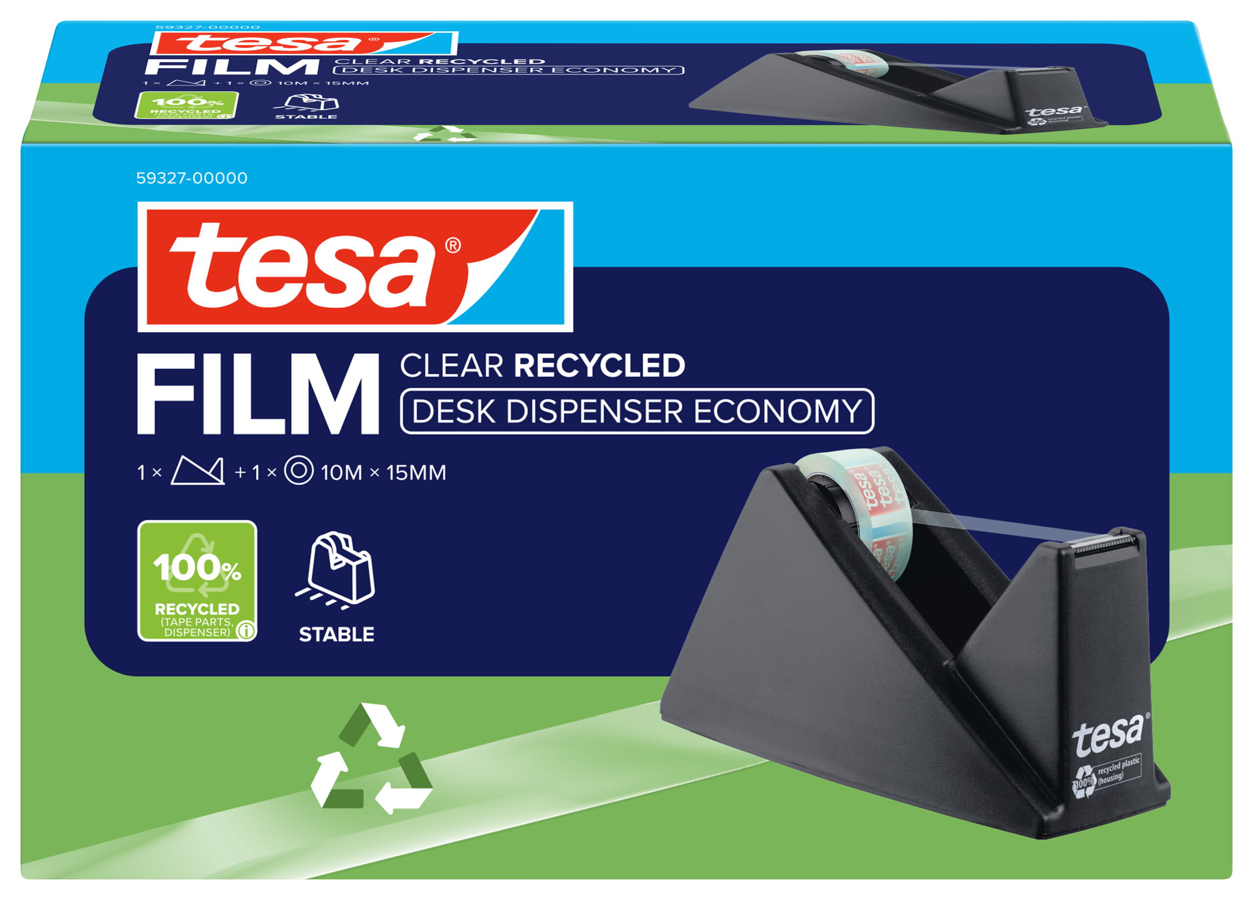 Tischabroller Tesa 59327 ecoLogo schwarz Sparpack, inkl. 1 Rolle Film Eco