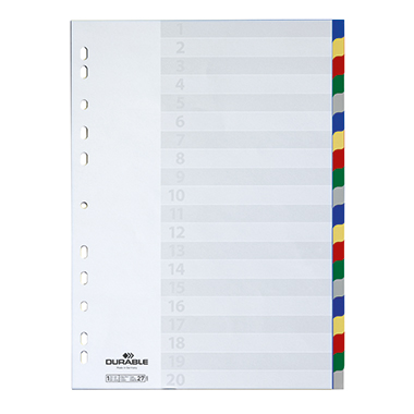 Register DURABLE 6758 A4 blanko 20-teilig Kunststoff farbig