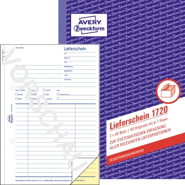 Lieferschein Avery Zweckform 1720 A5 