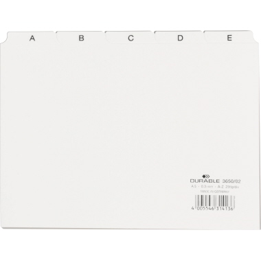 Leitregister DURABLE 3650 A5 weiß Kunststoff