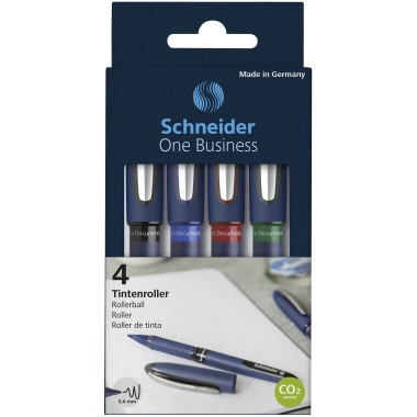 Tintenrol. Schneider One Busine 4er Etui 0,6mm, Dokumentenecht In Den Farben: Sc