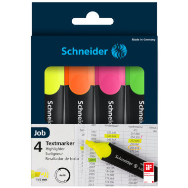 Textmarker Schneider neon 4er Etui 