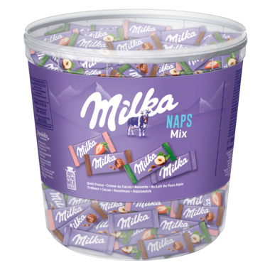 Milka Schokolade NAPS MIX 1kg Haselnuss, Crème au Cacao, Erdbeere