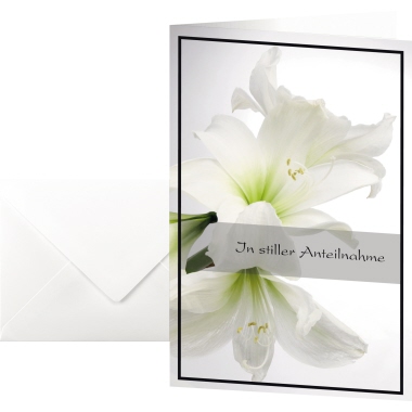 Trauerkarte Sigel Amaryllis DS006 220g Ds004 , Inkl. WEIßE Umschläge