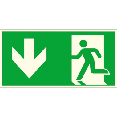 Notausgang Folienschild sk 30x15cm Rettungsweg Runter 30x15 Cm