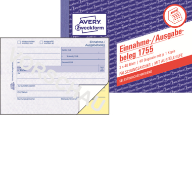 Einnahme-/Ausgabebeleg Avery Zweckform 1755 A6 