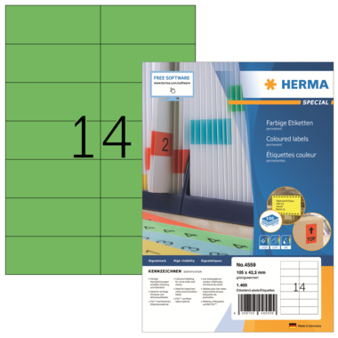 Etikett Herma 4559 105x42,3mm grün 