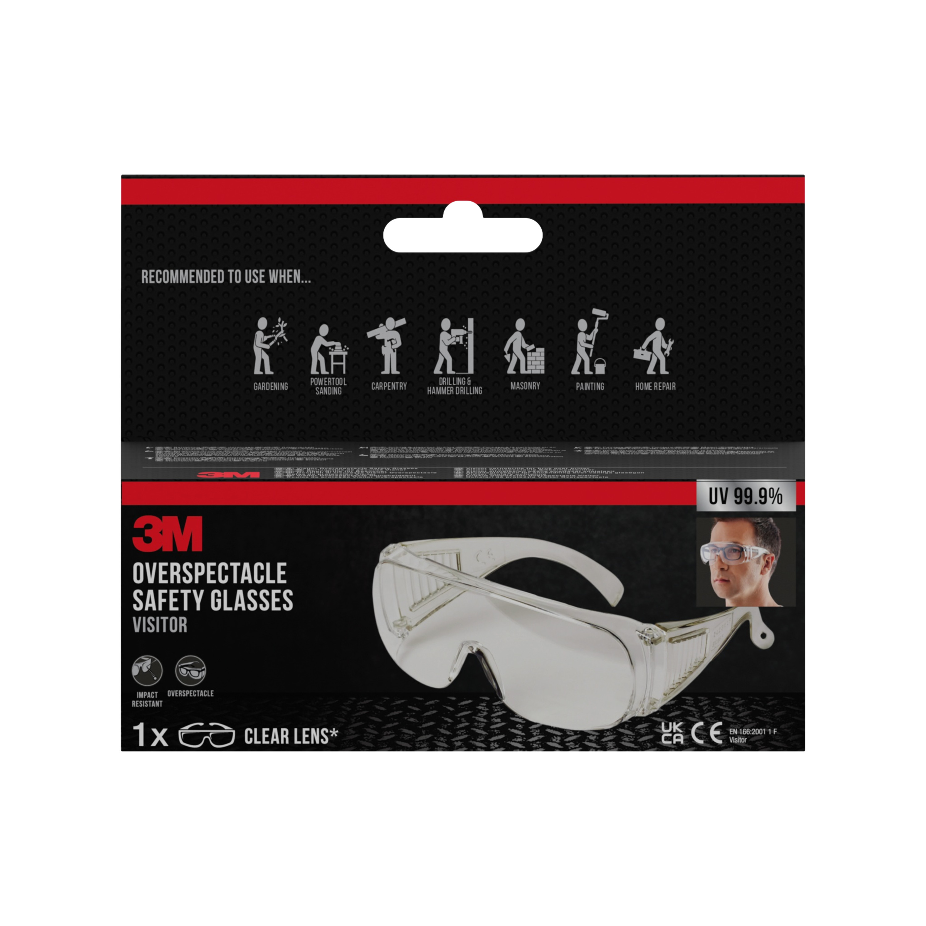 Schutzbrille VisitorC transparent Für Brillenträger Geeignet, Klar