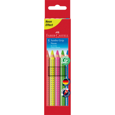 Farbstift Faber-Castell Jumbo Grip 1109 5-er Etui neon Buntstift