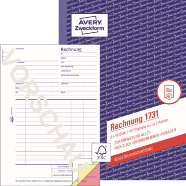Rechnung Avery Zweckform 1731 A5 