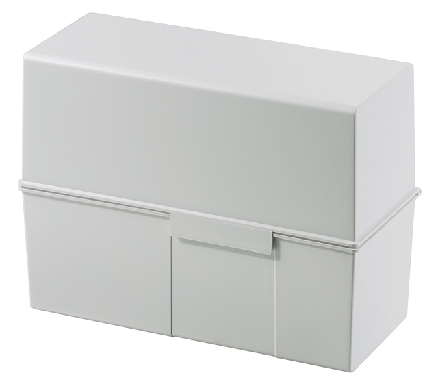 Karteibox HAN 977 A7 quer grau für 300 Karten mit Stahlscharnier