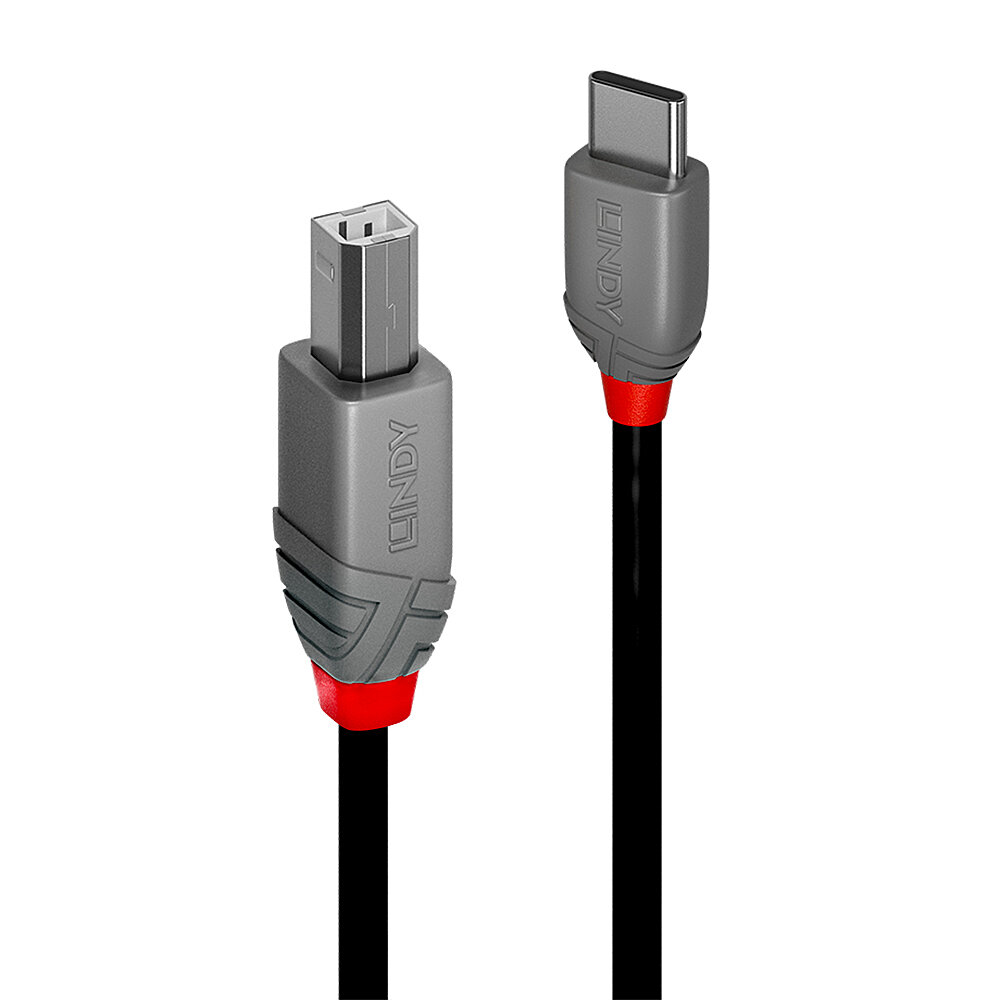 USB Kabel Lindy 36941 1m USB 2.0 Typ C an B Kabel Anthra Line