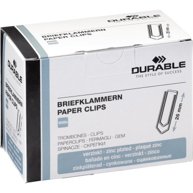Briefklammer DURABLE 1207 26mm verzinkt 1.000 Stück
