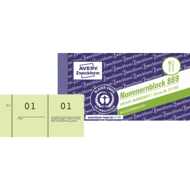 Nummernblock Avery Zweckform 869-10-1 1-1000 og Orange 105x53mm 10 St.