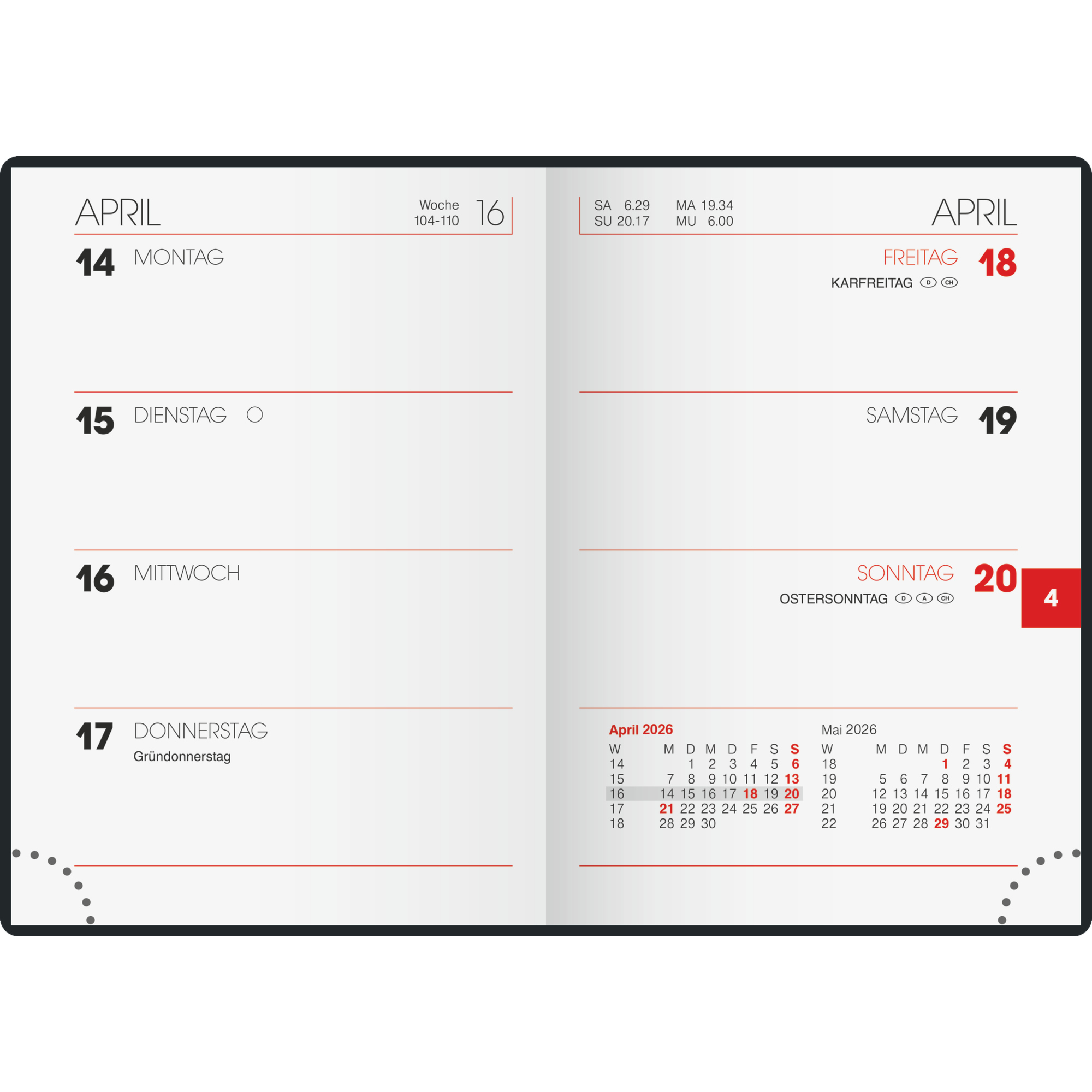 Taschenkalender 71210 2S/1W 7,2x10,2cm 128 Seiten, mit Eckperforation