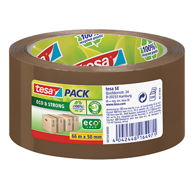 Packband tesa® 58154 50mm x 66m braun aus 100 % recyceltem Kunststoff