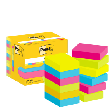 Haftnotiz Post-It Energ. Collec. 51x38mm mehrfarbig 100Bl/Block 12 St./Pack