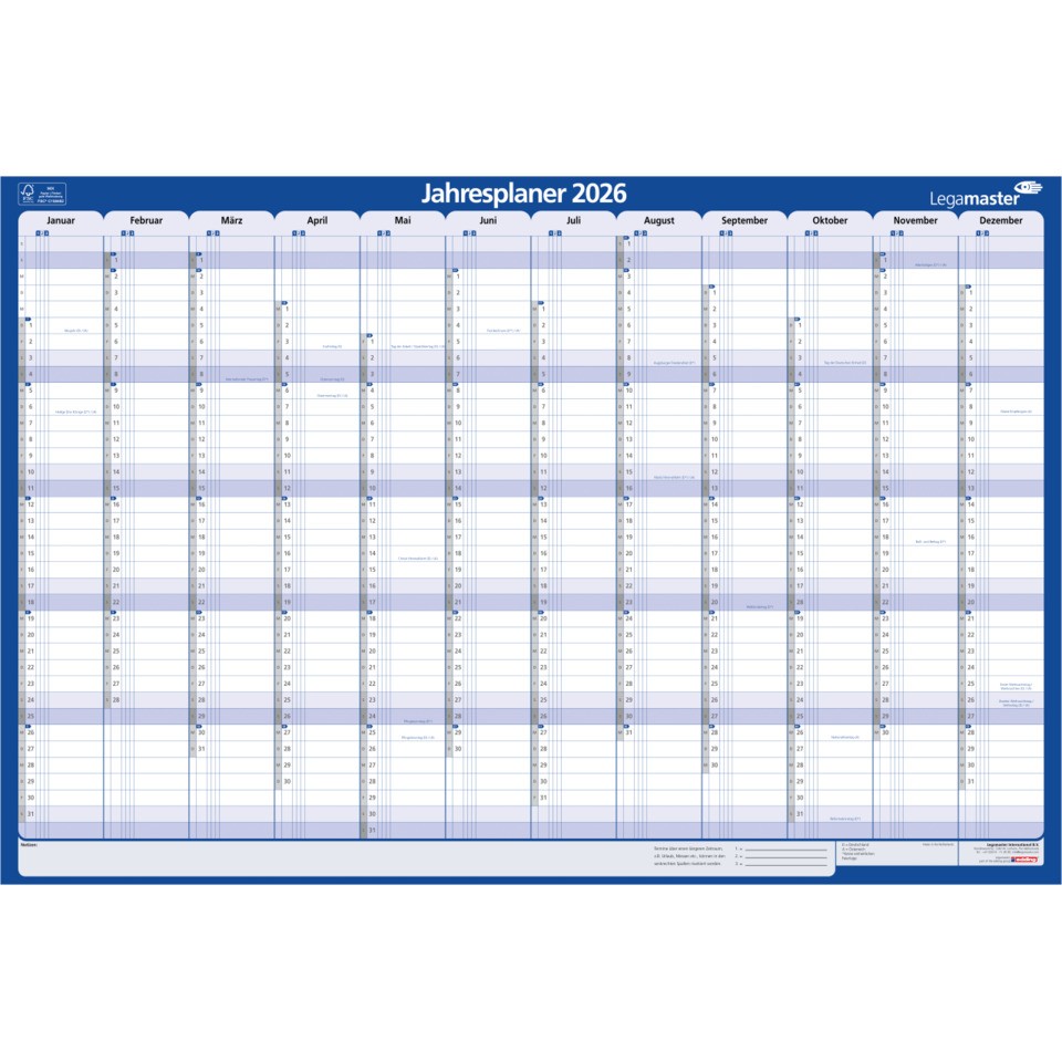 Jahresplaner Legamaster 422121 2026 60x90cm