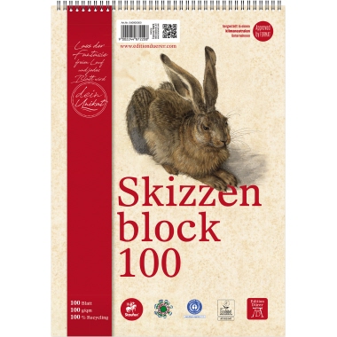 Skizzenblock Staufen A4 recycling 100g 100 Blatt mit Kopfspirale