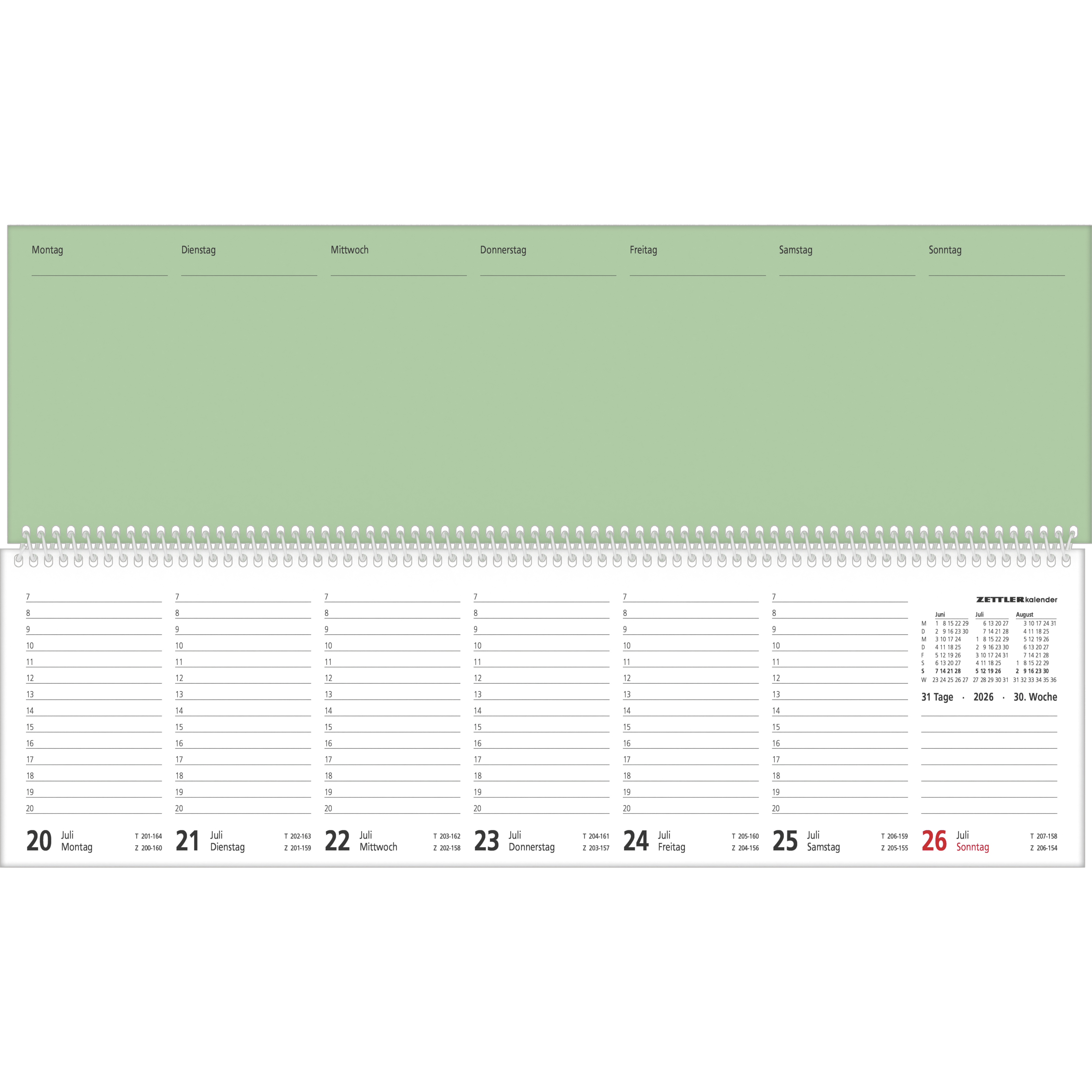 Tischkalender Zettler 136 quer 2S/1W Deutsch, 112 Seiten