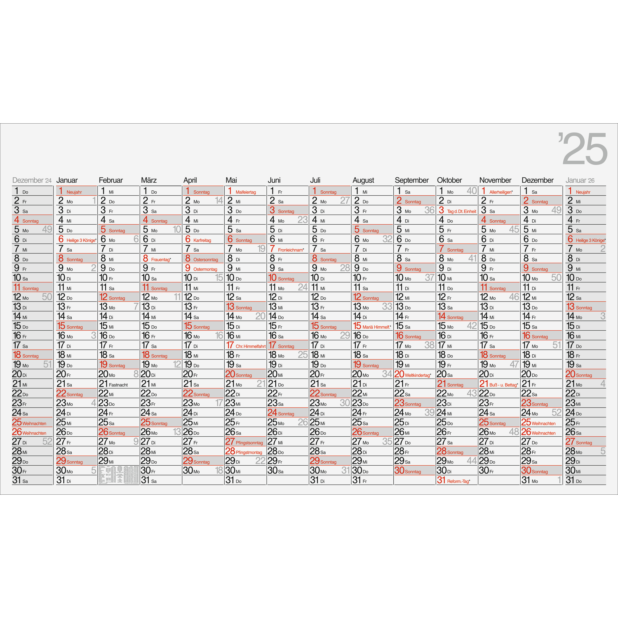 Plakatkalender rido 7033670 114x68,5cm 