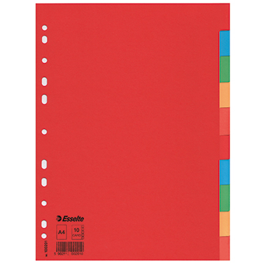 Register Esselte 100201 A4 10tlg. Karton Farbig, Volle Höhe