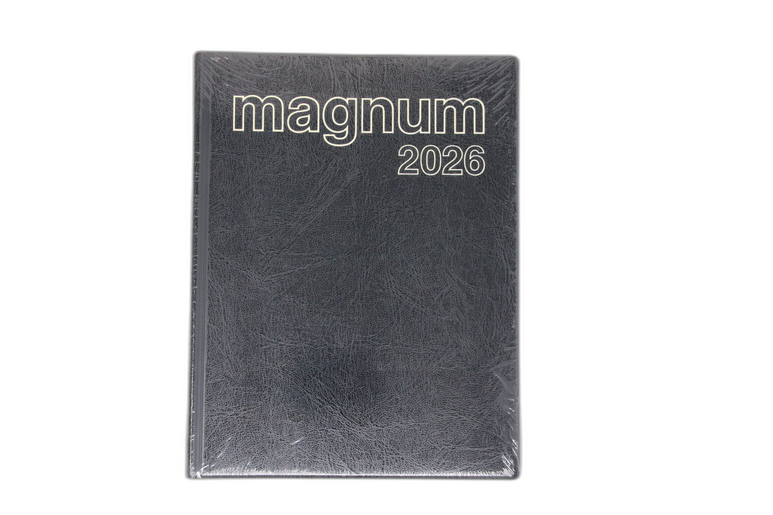 Buchkalender Magnum 1W/2S schwarz PVC 8-18 Uhr, 144 Seiten, 80g/m²