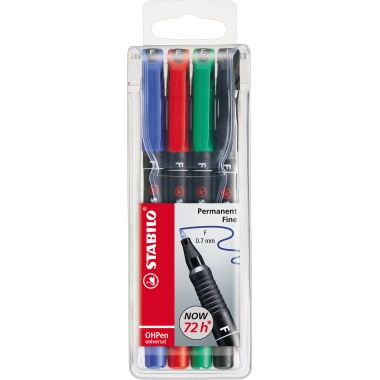 OHP-Marker Stabilo 842/4 F 4er Etui Permanent, 0,7mm