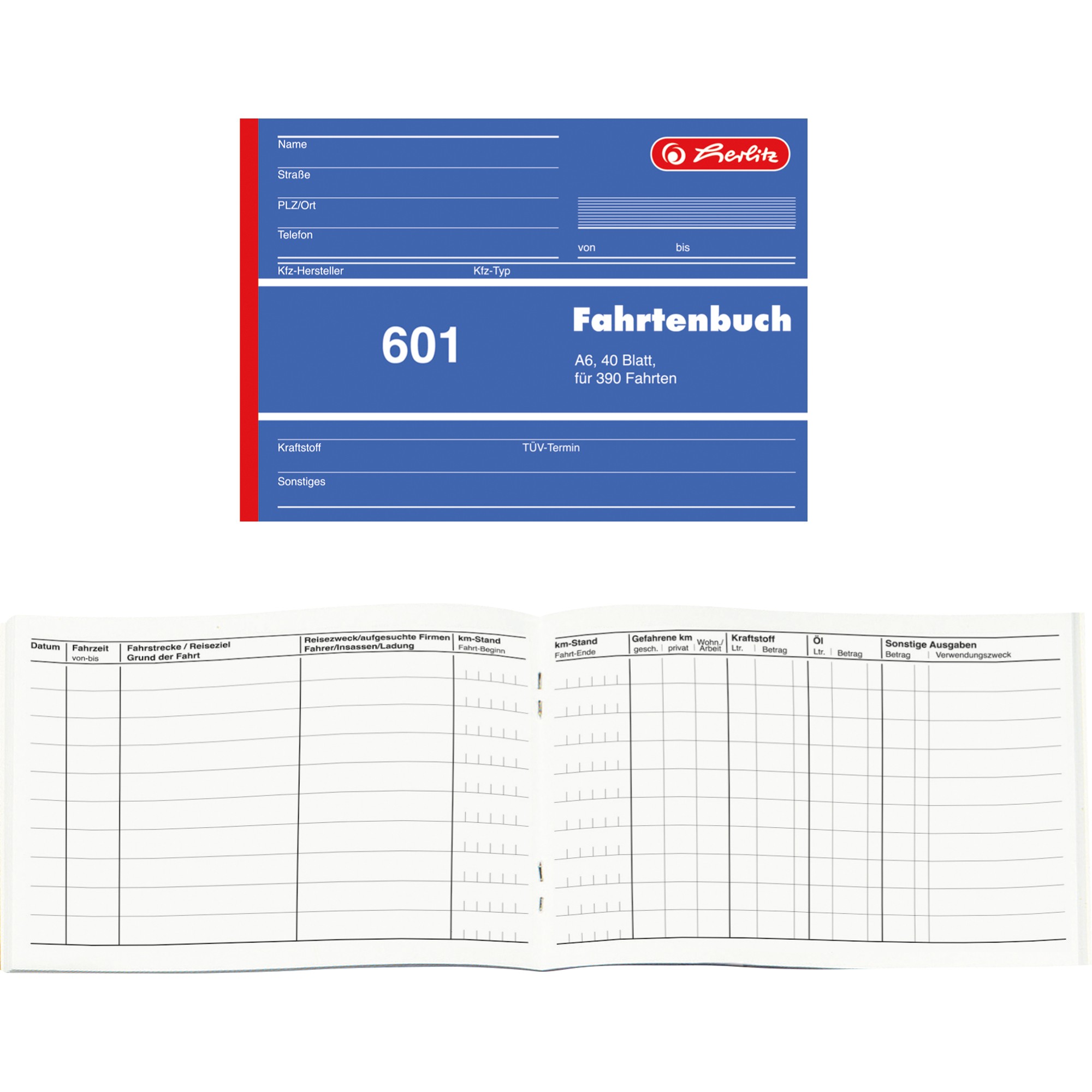Fahrtenbuch Herlitz 840645 A6 40Blatt 