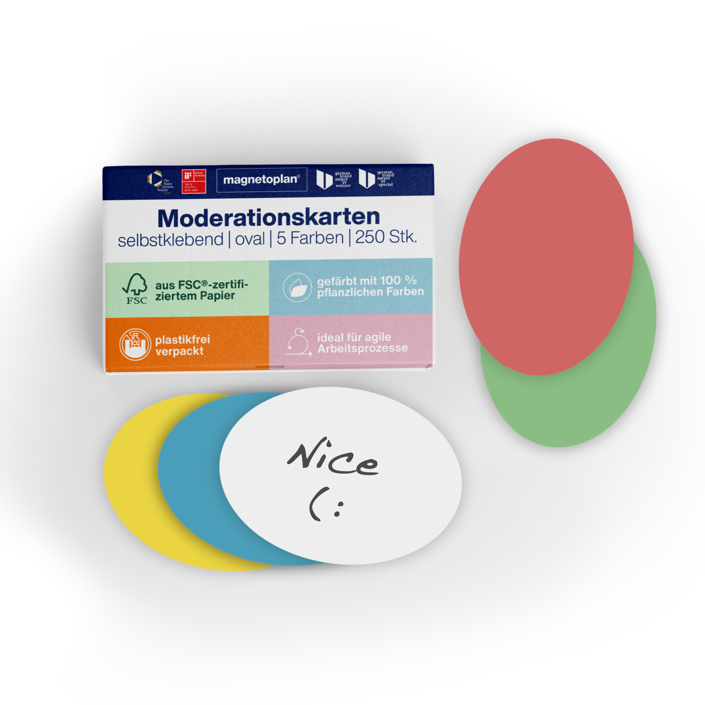 Moderationsk.magnetopl. 111151990 11x19cm 5-farbig: Rosa, Grün, Gelb, Blau