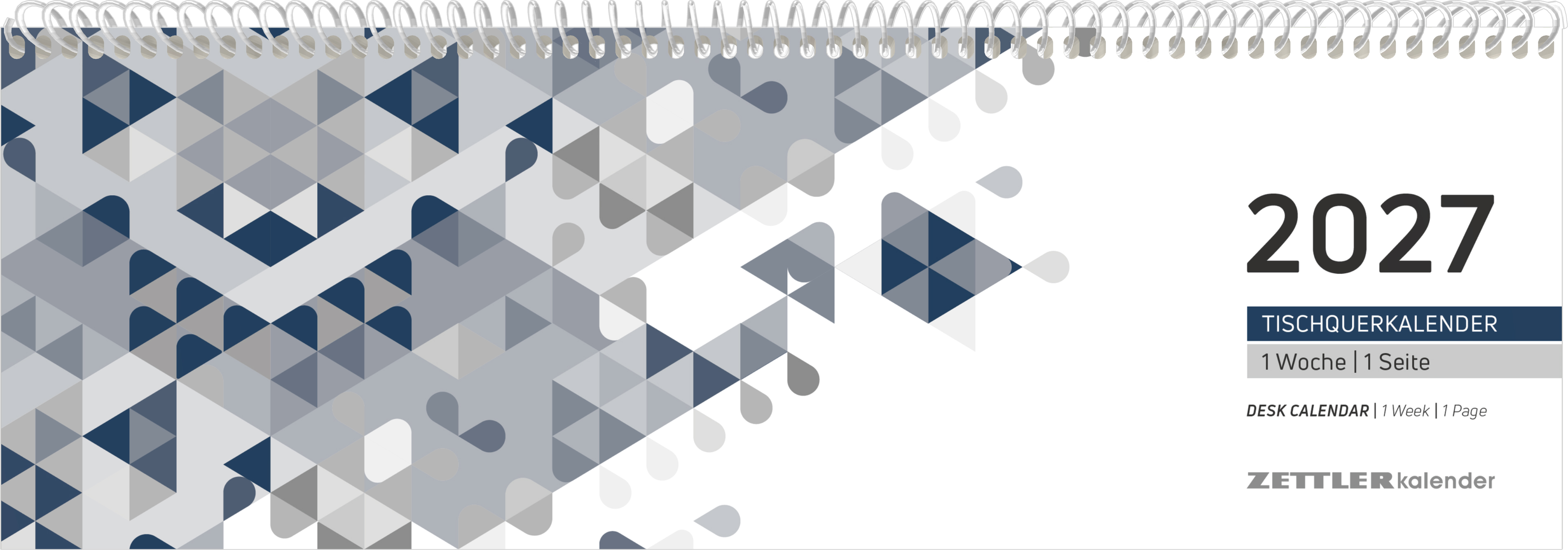 Tischkalender Zettler 146-0015 1S/1W schwarz/blau, 30x10cm, Tages-, Wochen-