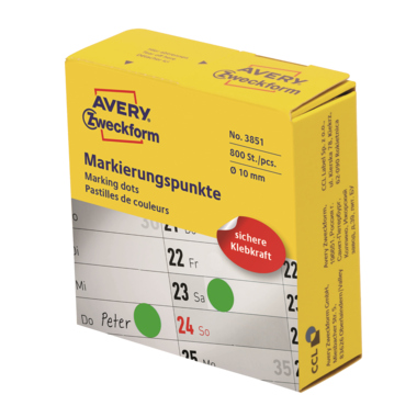 Etikett Avery Zweckform 3851 Ø-10mm grün Markierungspunkte 800 St.