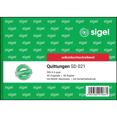 Quittung Sigel SD021 A6 quer SD 2x40bl.