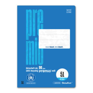 Okatvheft Staufen A6 Lin51 liniert Premio, 90g, blau, 7mm