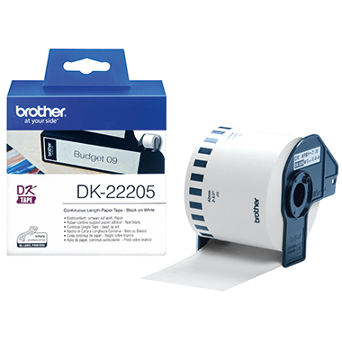 Endlosetikettenrolle Brother DK22205 62mm x 30,48m weiß