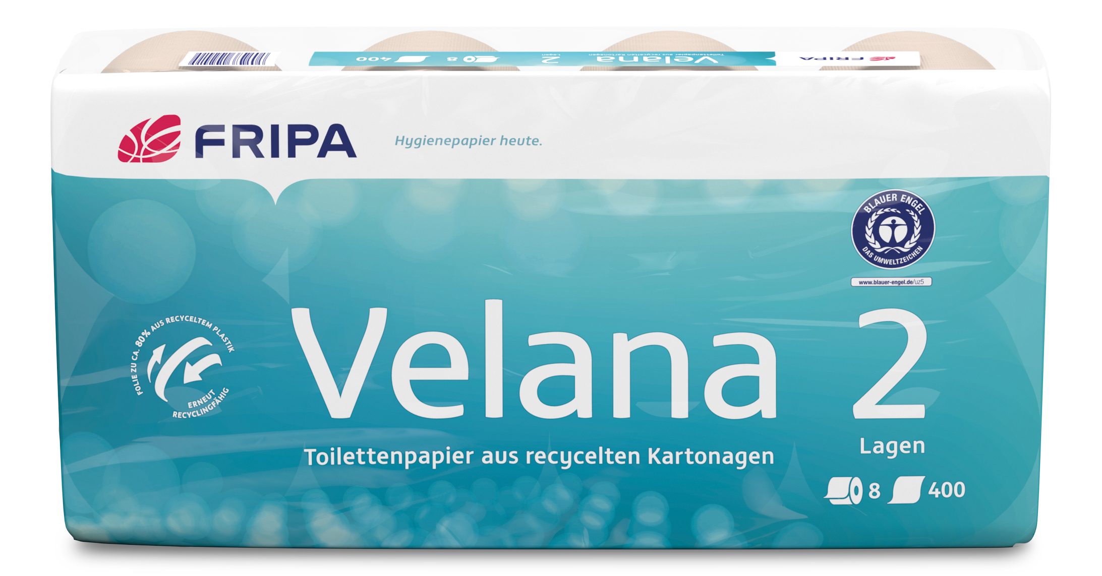 Toilettenpapier Fripa Velana 2 lag braun 8x400 Blatt recycling