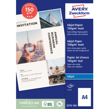 Inkjetpapier Avery Zweckform 2579 A4 150g 100 Stück