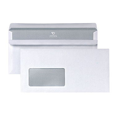 Briefumschl. Posthorn DL mF SK DPKL weiß Din Lang (110x220mm), Mit Fenster, Selb